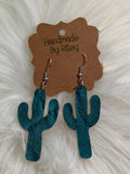 Turquoise Snake Skin Faux Leather Earrings