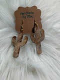 Cowhide Cactus Leather Earrings