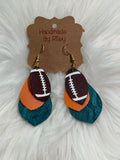 Dangling Football Faux Leather Earrings