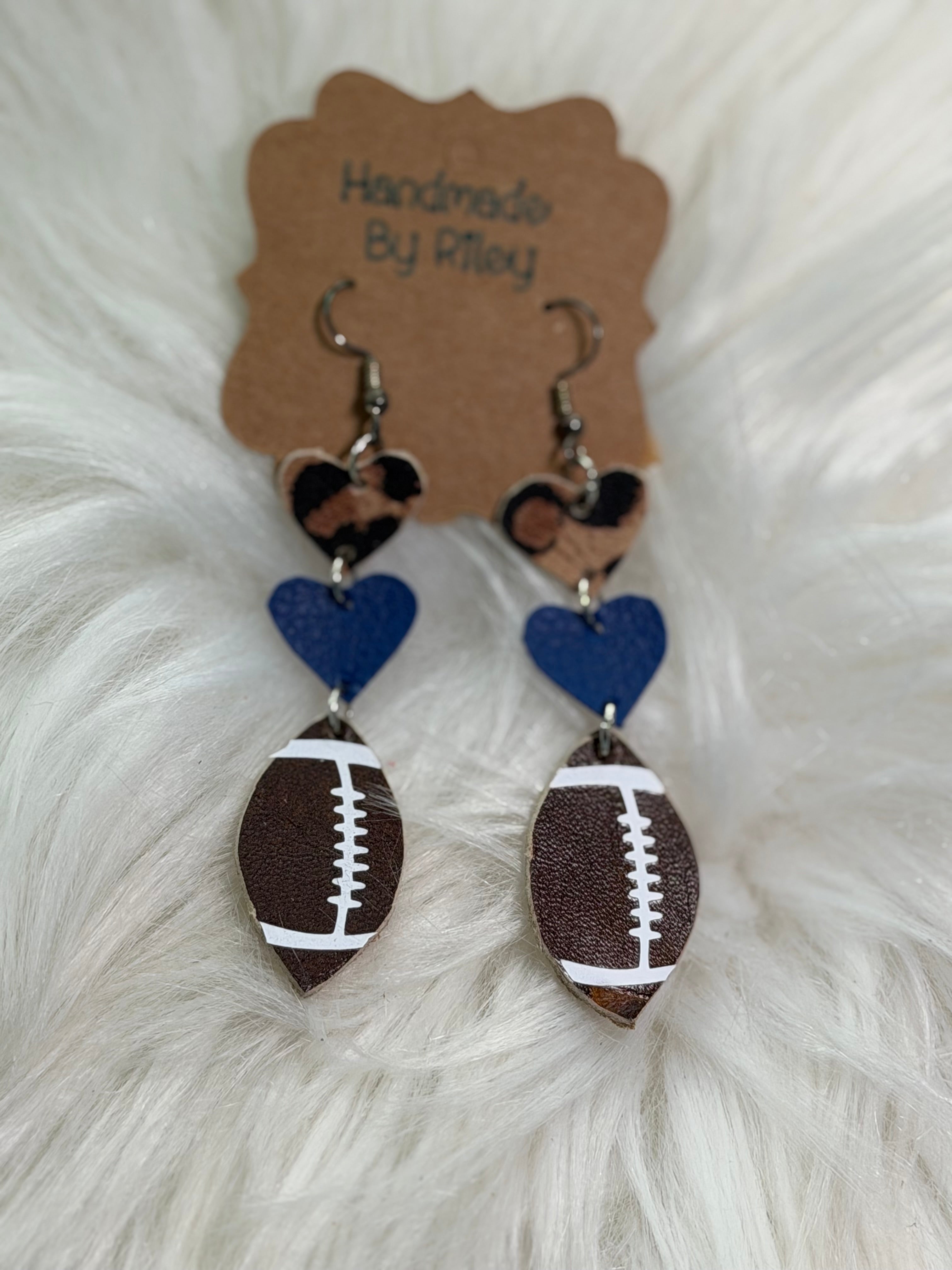 Dangle Football Faux Leather Earrings