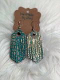 Turquoise Snake Skin Faux Leather Earrings