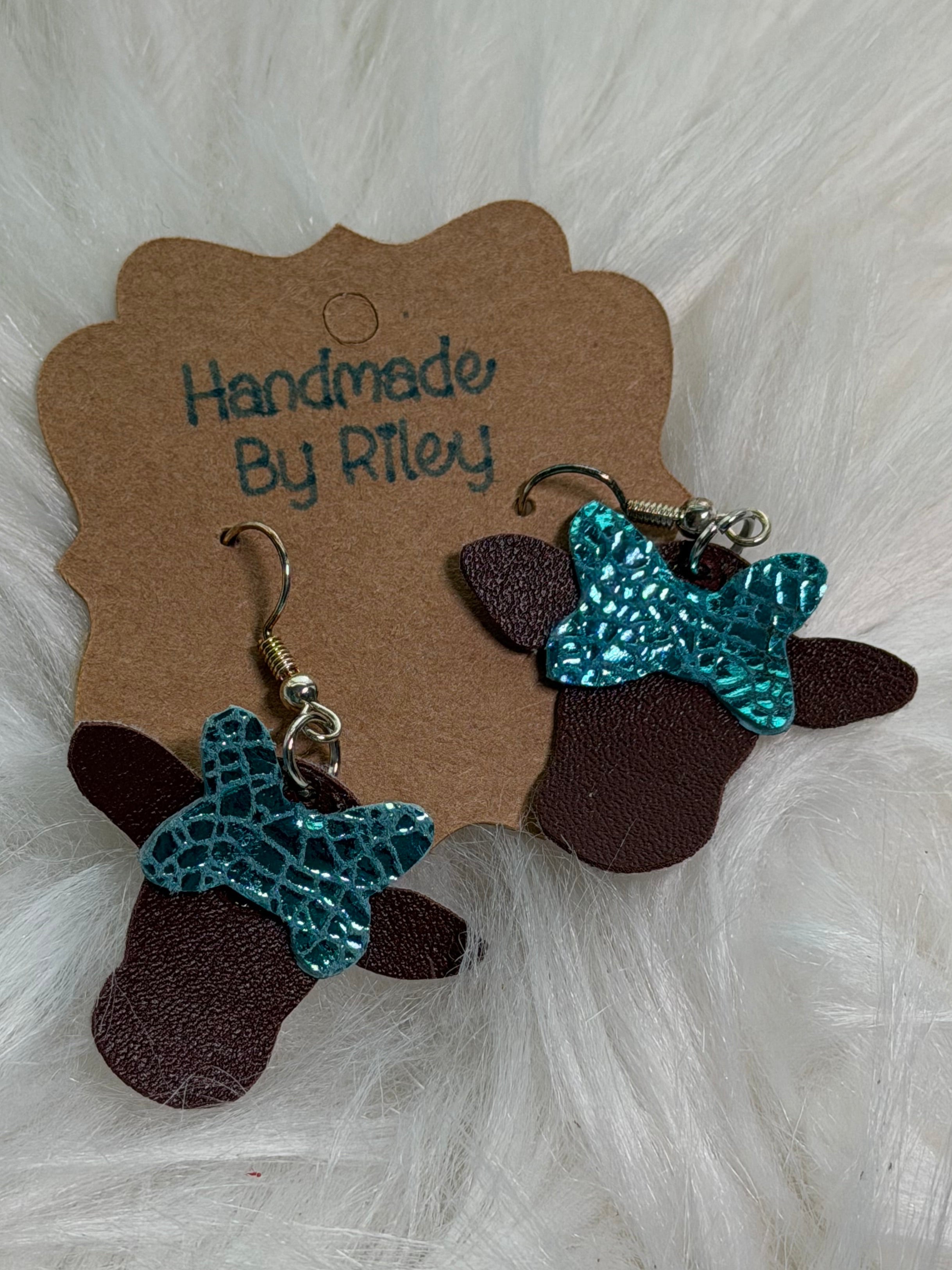 Mini Faux Leather Cow Earrings