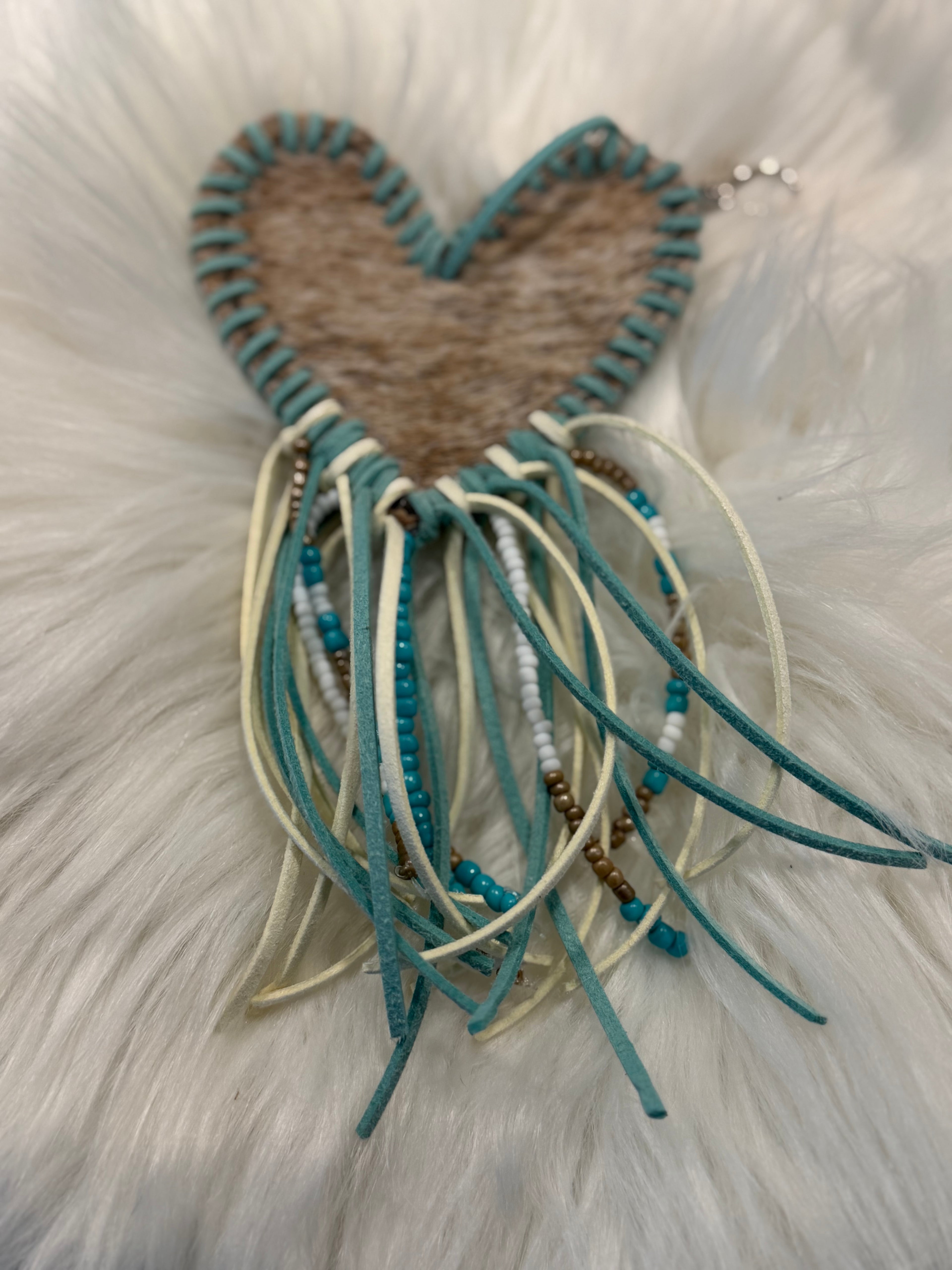 Cowhide Heart Shaped Saddle/Purse Charm