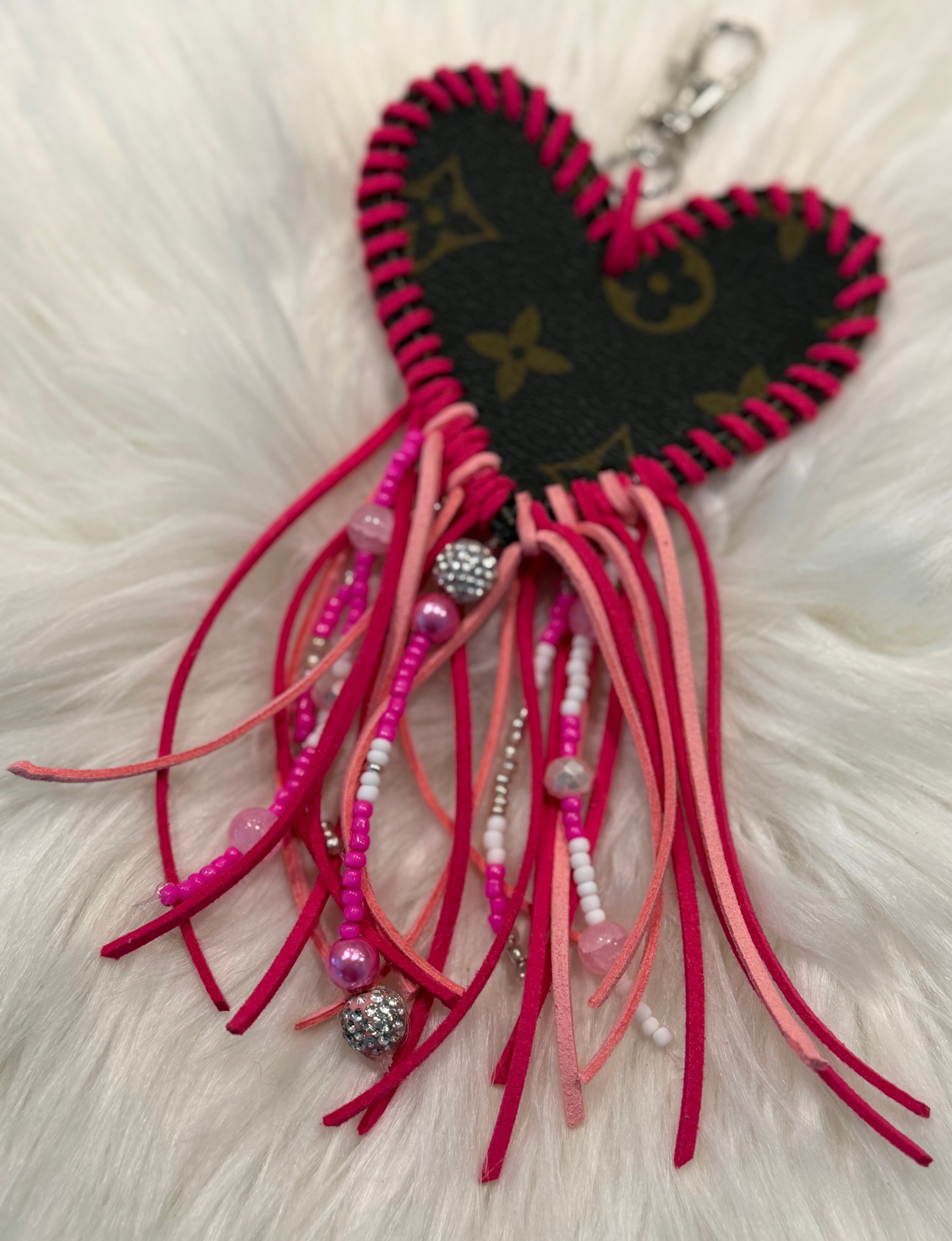 Designer Inspired Leather Heart Shaped Saddle/Purse Charm